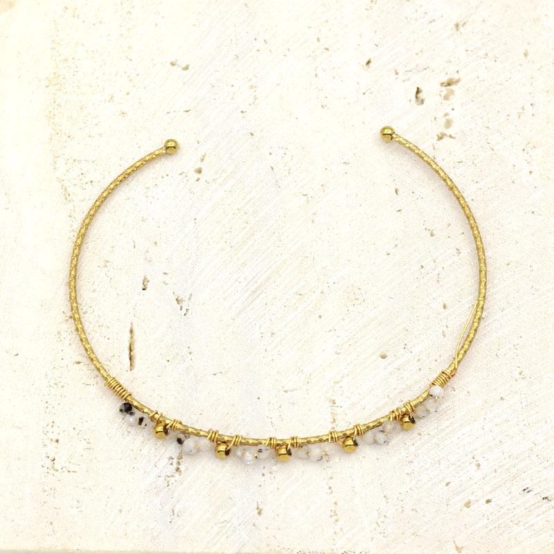 Tibetan-Style Gold Plated Stainless Steel Adjustable Cuff Bracelet for Women
