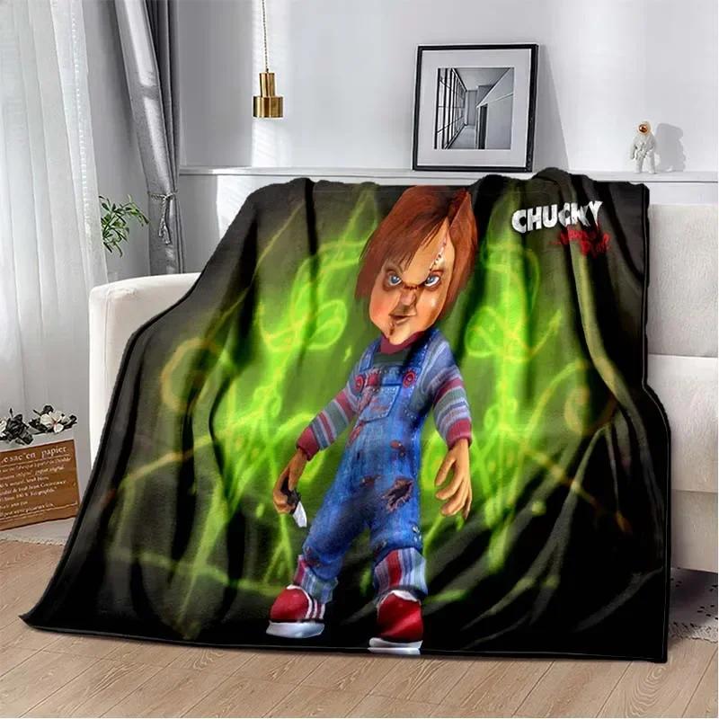 3D Horror Movie Character Chucky Saw Cartoon Area Blanket Fashion Soft Cozy Living room Bedroom Sofa Bed Travel Blanket