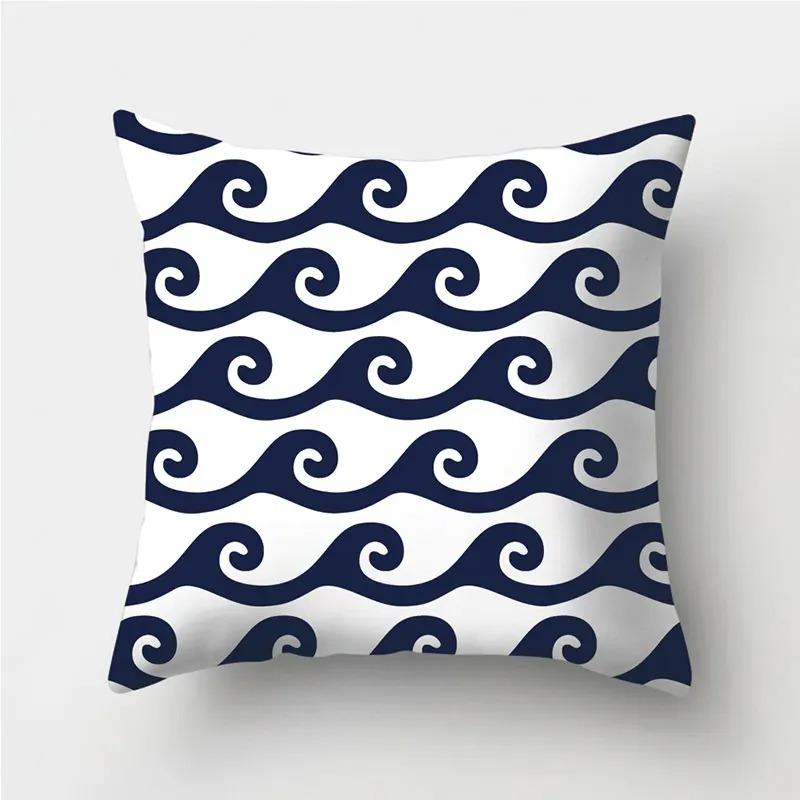Dark Blue Geometric Pattern Decorative Pillowcase Bedding Home Decoration Cushion Pillowcase 40x40cm