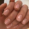 24Pcs Nude White French Fake Nail Short Square Nail Tips Fashion Wearable False Nails with Glue Simple Full Cover Press on Nails