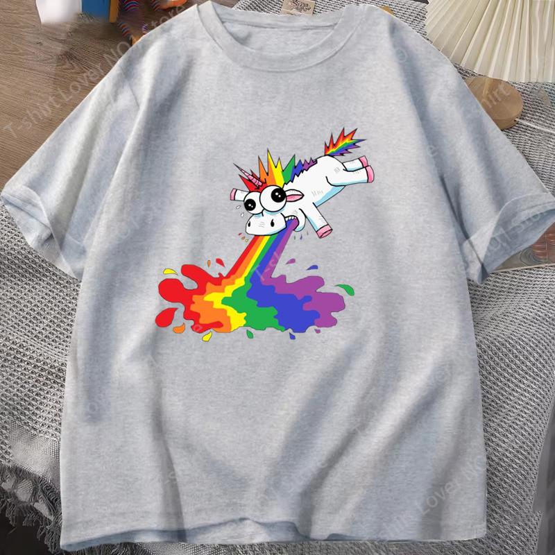 Cartoon Rainbow Unicorn Printed Tshirts Retro Style Women Unisex Shirt Tee Unicorn Graphic T Shirt Casual Top Cool Summer T Shirts