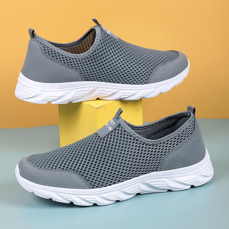 Lett Herre Fritidssko Pustende Slip-on Herre Fritidssneakers Sklisikre Herre Flats Utendørs Gåsko Størrelse 39-47