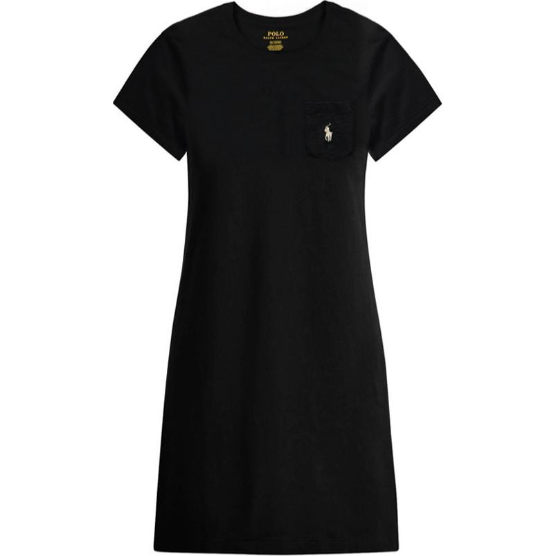 

Платье поло Ralph Lauren с вышивкой логотипа, круглым вырезом, средней длины, с короткими рукавами, женское, черное 211795604-008 S