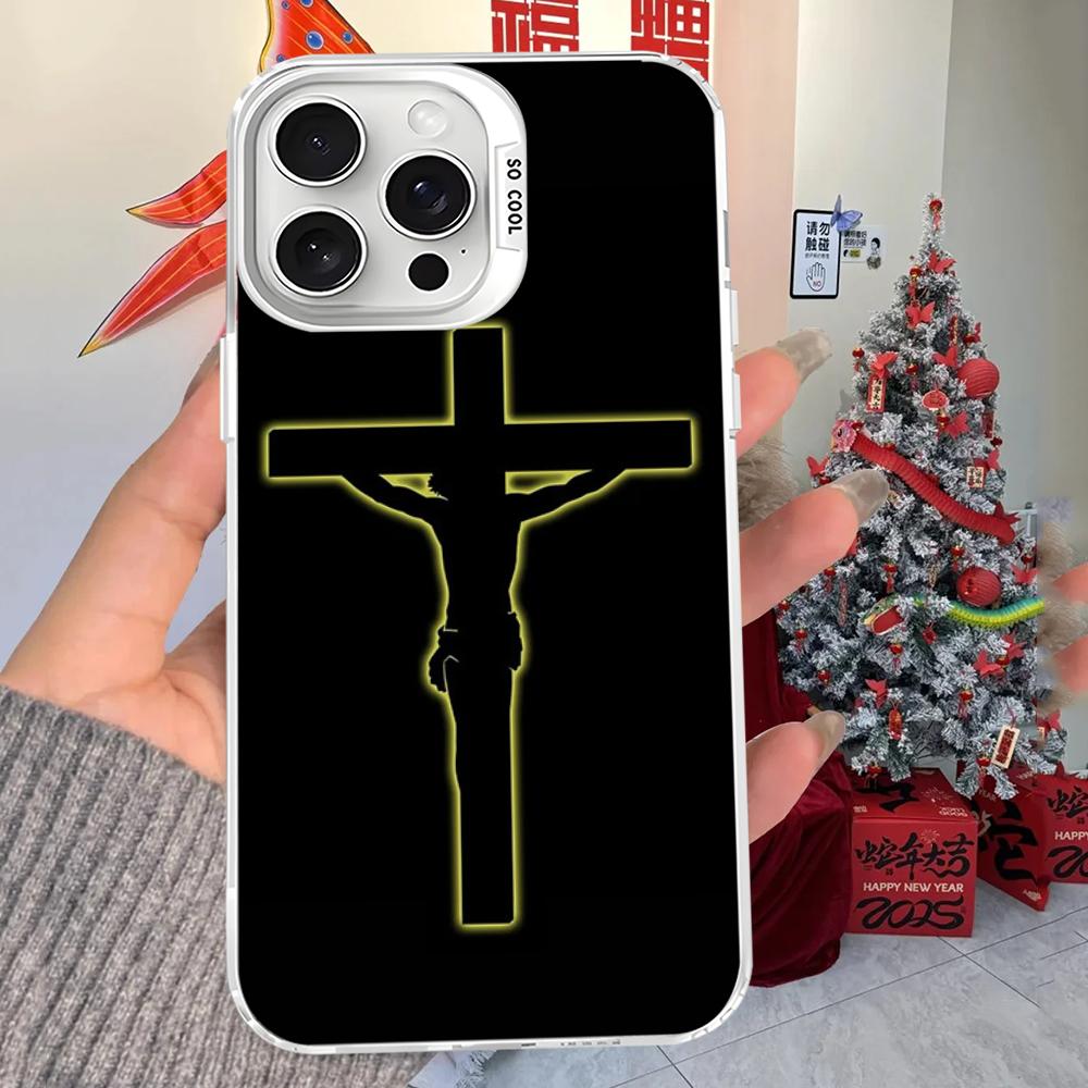 Jesus Christ Cross Phone Case For iPhone 16 15 14 13 12 11 Pro Max X XR XSMAX 8 7 Plus Matte Shockproof Back Cover