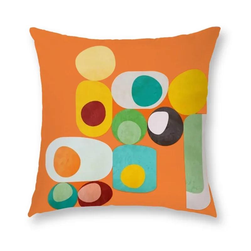 

Наволочка из полиэстера с принтом в стиле ретро, геометрическим абстрактным узором, домашний декор, чехол для подушки на автомобиль, диван 66x66cm бордовый