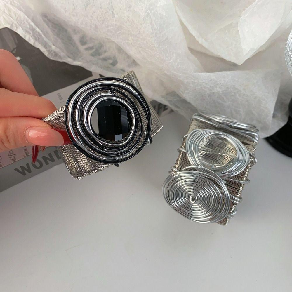 Punk Goth Metal Wire Bracelet Line Twined Women Bangle Cool Rhinestone Bracelet  Gifts