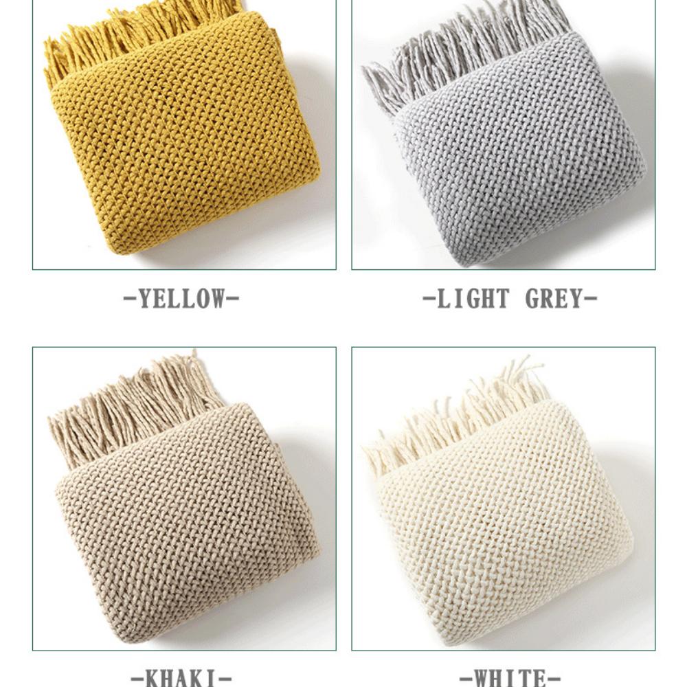 Knitted Throw Blanket for Couch Soft Farmhouse Boho Throw Blanket with Tassels Home Decorative Lightweight Throw Blankets,Throws for Bed/Chair/Sofa