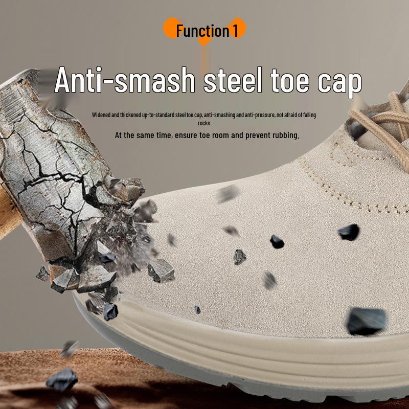 Insulated Suede Cowhide Construction Boots: Wear-resistant, Anti-smash, Puncture-proof, Anti-scald, and High-top for Autumn/Winter.