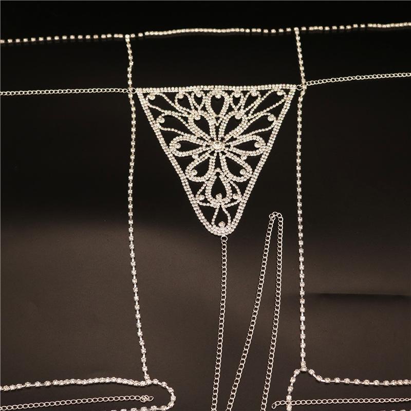 Sexy Body Chain Diamond Thong Waist Chain, Luxury Rhinestone Bikini Set Body Chain