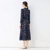 Frühling Herbst Damen Vintage Langarm Aushöhlen Spitze Lang Midi Partykleider