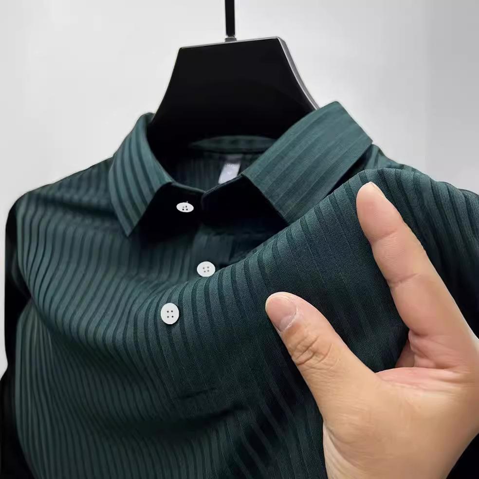 Men's Summer Short Sleeved Solid Color Shirt Neck Striped Men's Sports Polo Shirt Top Fashion Plus Size Short Sleeved T-shirt Tops