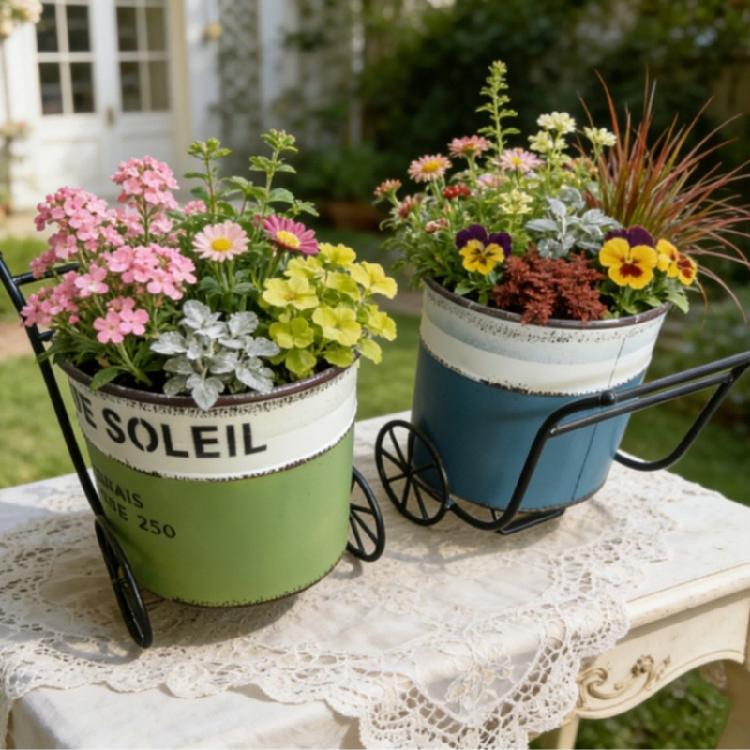 Iron Sheet Bucket Retro Flower Pot Courtyard Vase Home Furnishings Garden Decorate Garden Supplies Display