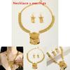 Fashion Gold Alloy Jewelry Set With Hollow Coin Pendant And Dangle Earrings For Women