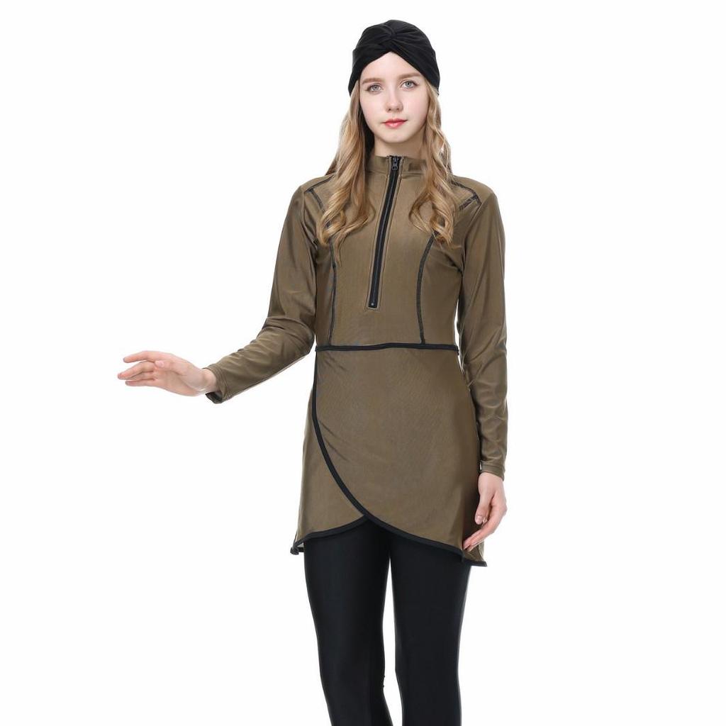 2022 Damen Einfarbig Konservativ Kapuzen-Dreiteiliger Muslimischer Badeanzug