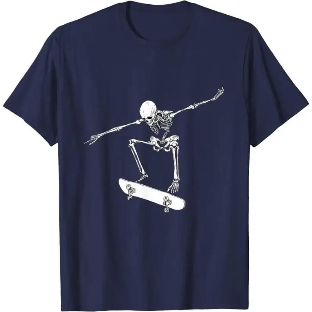 Halloween Skateboard Shirt Boy Skateboarding Men Skeleton T-Shirt