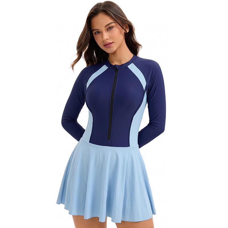 Swimsuit Women s Sports Dress Long Sleeve Sunscreen European and American Conservative Swimsuit S