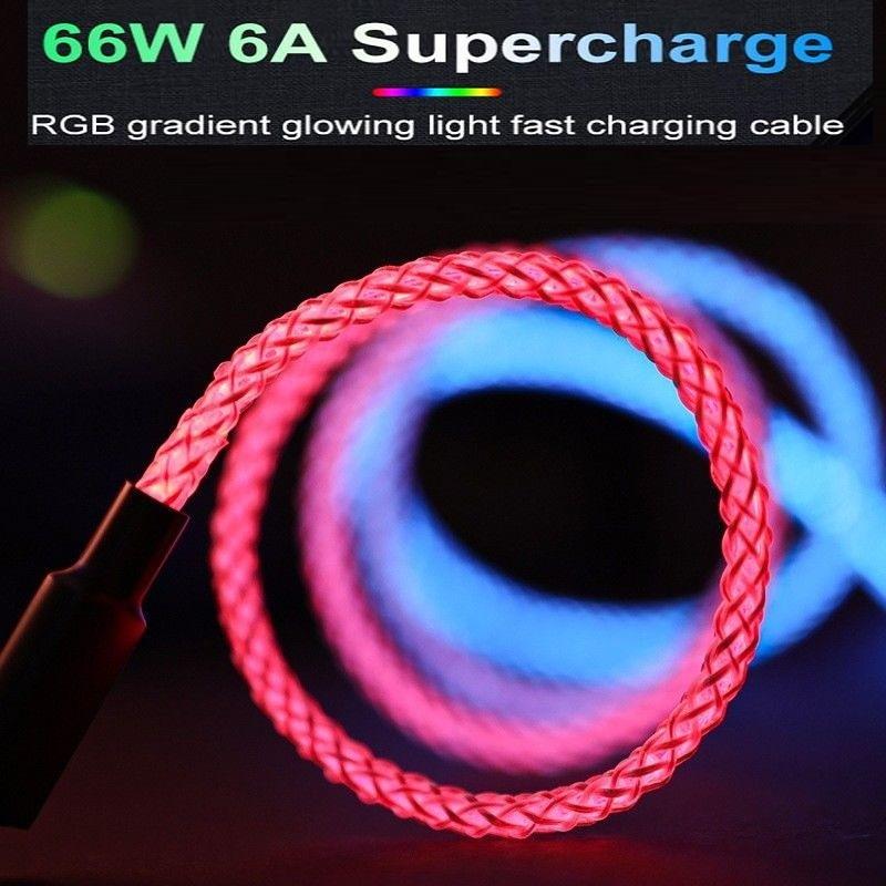 Cable Ios Color Cable TypeC IOS Cable LED RGB Breathing lamp Fast Charging Charger USB C ...