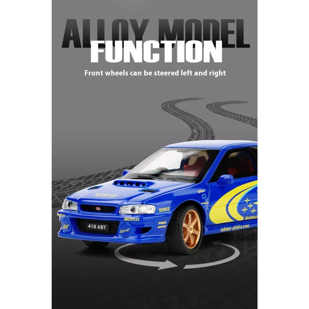 1/32 Scale Subaru Impreza Rally Alloy Racing Model Open Door Desk Ornament Sound Light Children's Toys Boy Gift