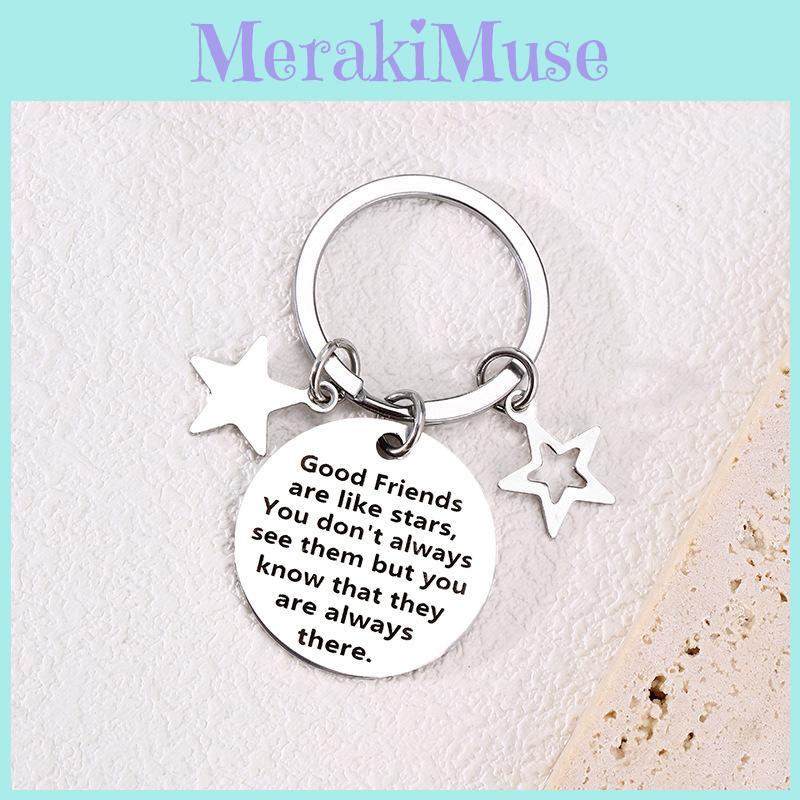Unique Friendship Gift Stainless Steel Keychain With Star Design For Birthdays And Parties