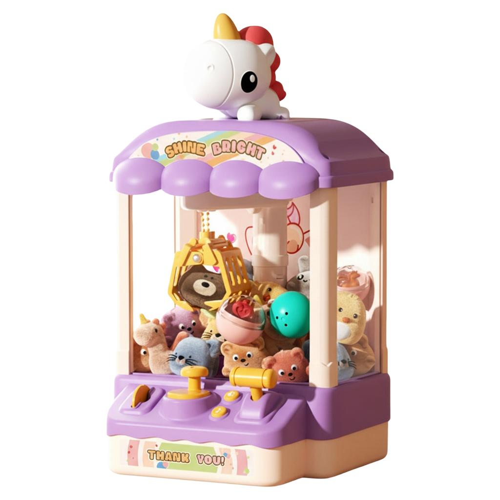 Lovely Claw Machine with Sound & Plush Toys Mini Plush Toys Prize Dispenser USB Charging Birthday Gifts For Girls 3 To 8 Years