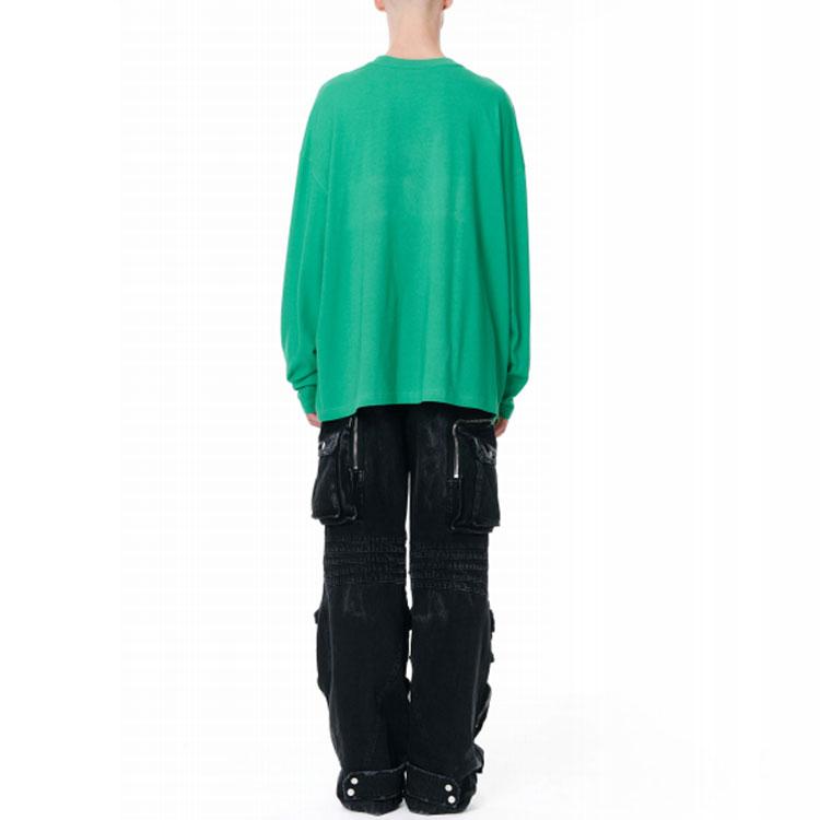We11done Ss22 Barrage Logo Print Long Sleeve T-Shirt Unisex Tops Green WD-TT1-22-717-U-GR