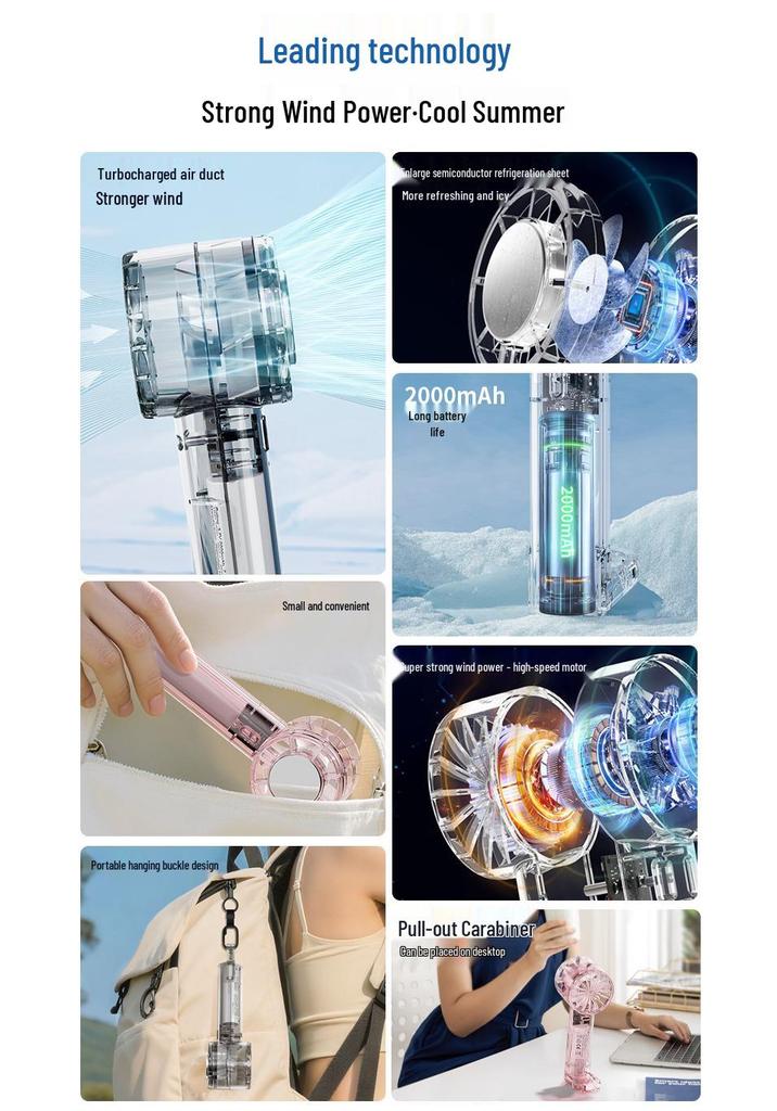 Portable USB Rechargeable High-Wind Ice Pack Fan with Cooling Technology