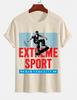 Unisexs Pure Cotton Solid Color Tshirt Extreme Sports Skateboard Print Crew Neck Short Sleeve New York Street Casual Top