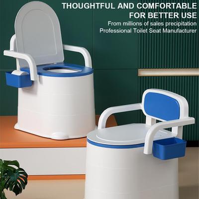 Bedside Commode Toilet for Elderly with Limited Mobility Portable Squat Toilet with Anti Slip Pad for Bedroom Detachable Armrest