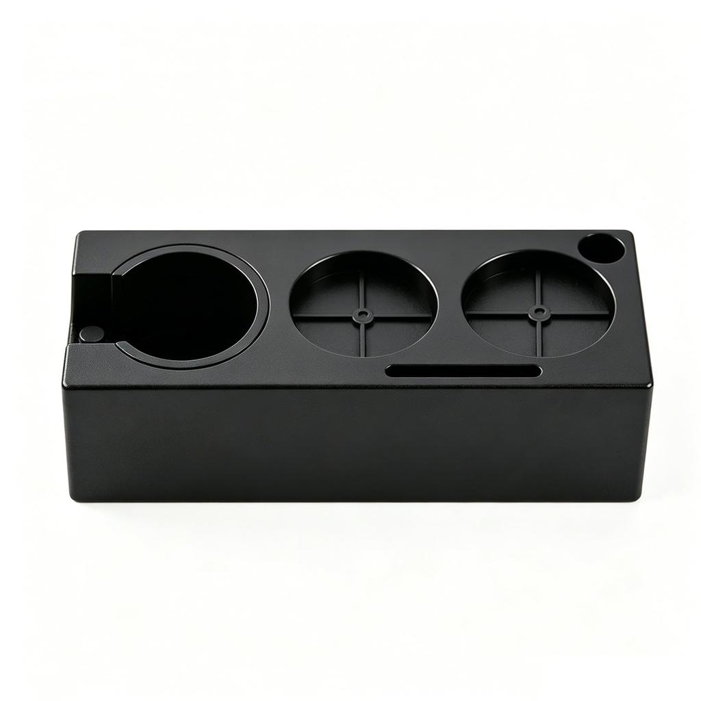 KEBMCHN Espresso Knock Box Multifunctional Coffee Accessory Storage Organizer ABS Anti-Slip Barista Tamper Distributor Portafilter Holder Black