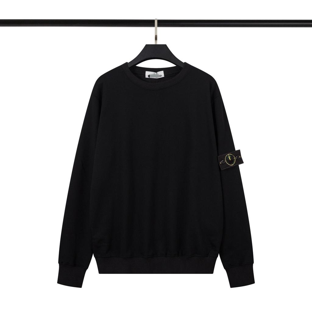 Cross ClassicSTONE Solid Round Neck Badge Long Sleeve Unisex Hoodie