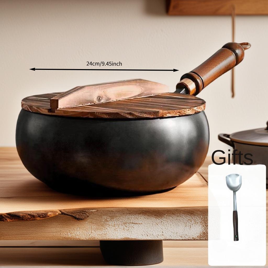 

Традиционный кованый чугунный вок с большим животом ручной работы Чжанцю, Сковорода с антипригарным покрытием, Сковорода для жарки ручной ковки, Молочник, Для приготовления пищи