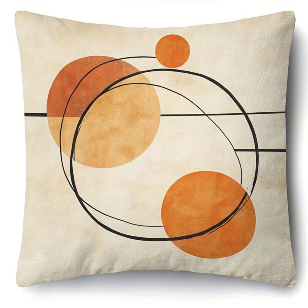 Orange And Black Geometric Modern Art Pillowcasebedroom Living Room Sofa Home Decor Polyester Cushion Cover With Zipper