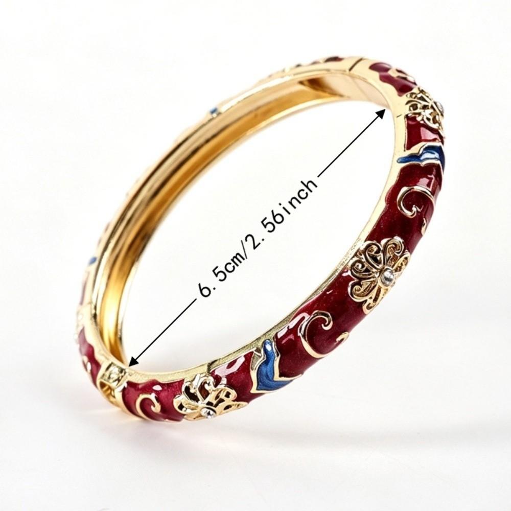 Colorful Vintage Cloisonne Bangle Traditional Women's Hand Bracelet Fashion Flower Bangle Girls