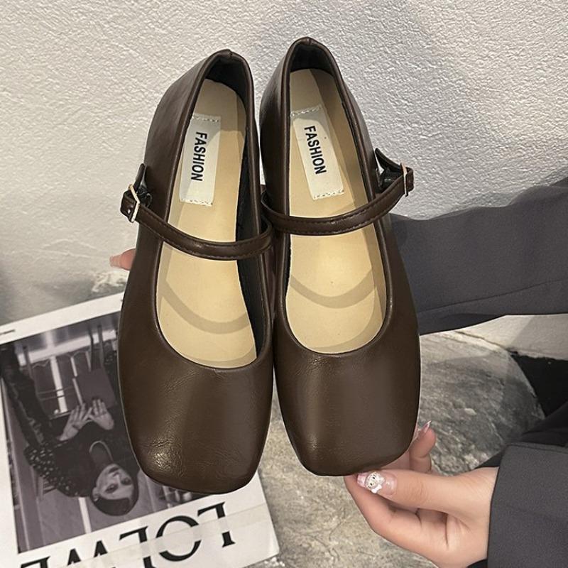 

Серебристый светлый рот балетки осень новые с пряжкой на ремешке квадратный носок плоский каблук пряжка Мэри Джейн одинарные туфли 40 коричневый