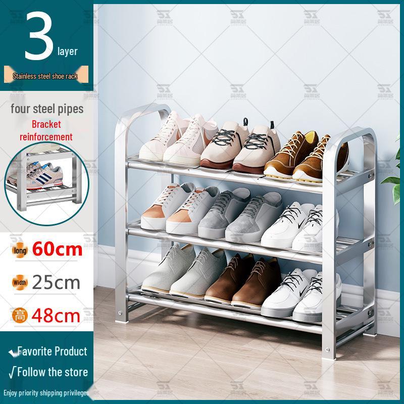 Stainless Steel Multi-layer Shoe Rack for Home or Dorm - Dustproof Storage Cabinet