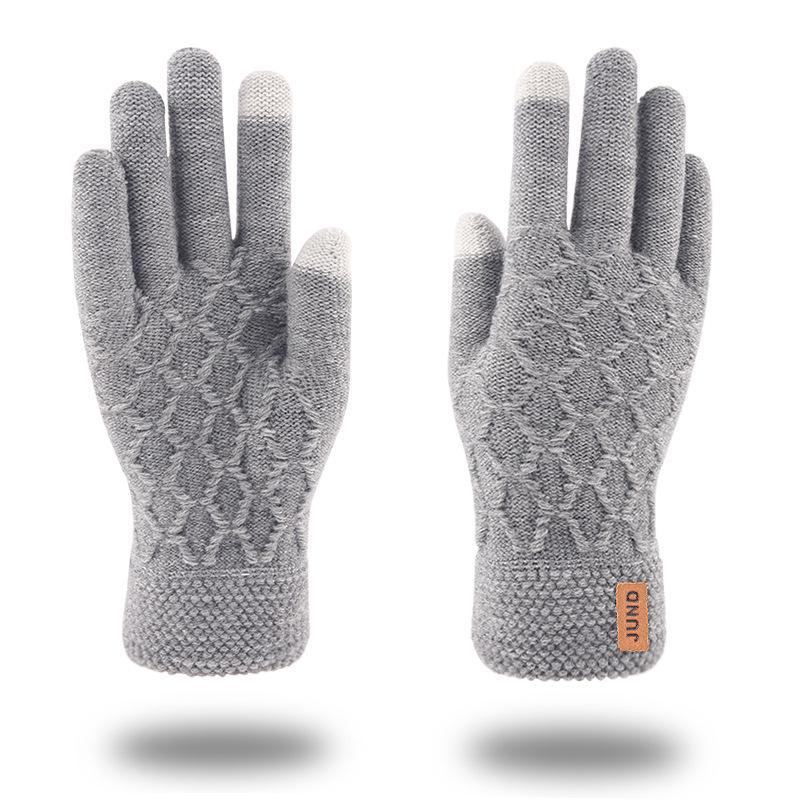 Men's Touchscreen Wool Gloves - Double-Layered, Velvet-Lined, and Warm for Autumn/Winter