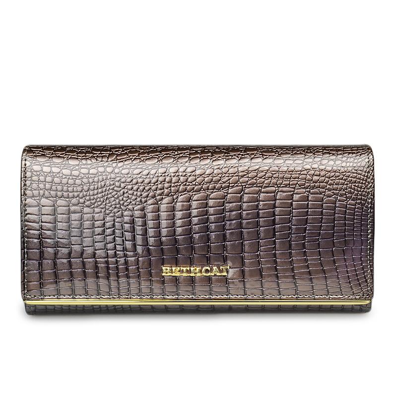 Women's Luxury Genuine Leather Wallet Long Lacquer Crocodile Pattern Clutch Coin Purse High Quality Fashion Luxury Wallet Card Holder
