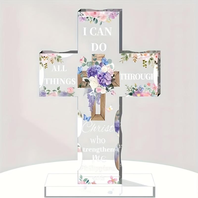 2D Flat Acrylic Cross Decoration, Indoor and Outdoor Decoration - No Battery/electricity Required, Free Day Decoration, Shop Decoration, Durable