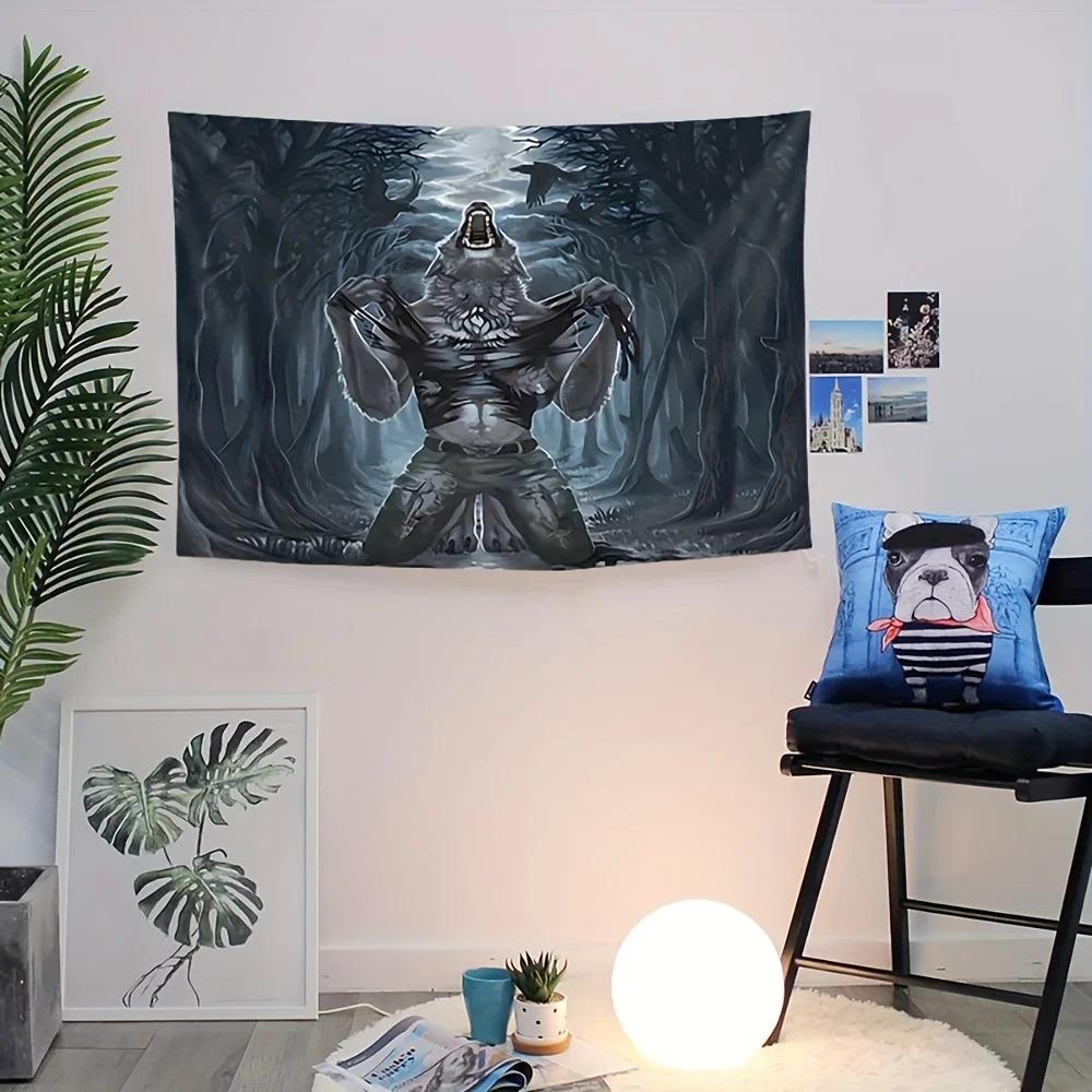 1 Werewolf Transformation Tapestry 2D Single Print Dark Stylish Durable Tapestry Home Living Room Bedroom Dorm Gothic Vibe Decor