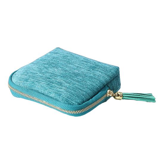 Small Travel Jewelry Case 5 Compartments Portable Mini Jewelry Box with Tassel Zipper Soft Velvet Organizer Pouch for Rings Bracelets Bangles Cards
