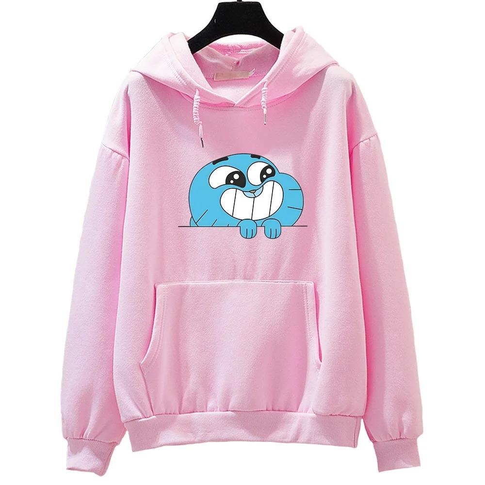 

Gumball Wattersonn Printing Sweatshirts Cute Cartoon Anime Hoodies Women_men Fleece Clothing Autumn Hooded Pullovers Long Sleeve M коричневий