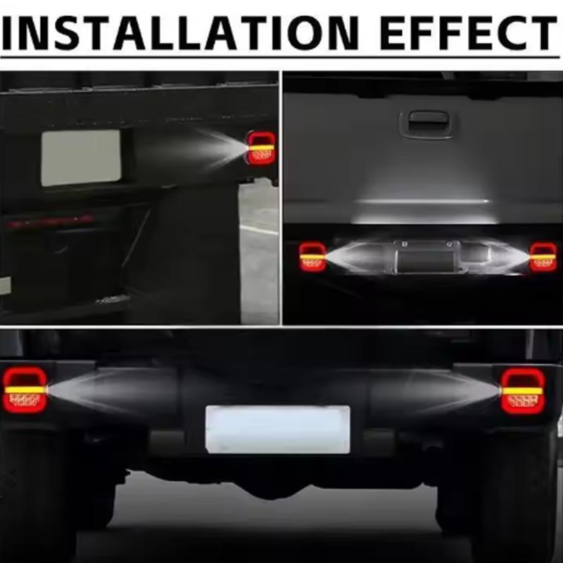 2Pcs Led Trailer Tail Lamp 4inch Square Brake Flowing Turn Signal Blinker License Plate Lamp 12V 24V for Truck Pickup Van 4x4