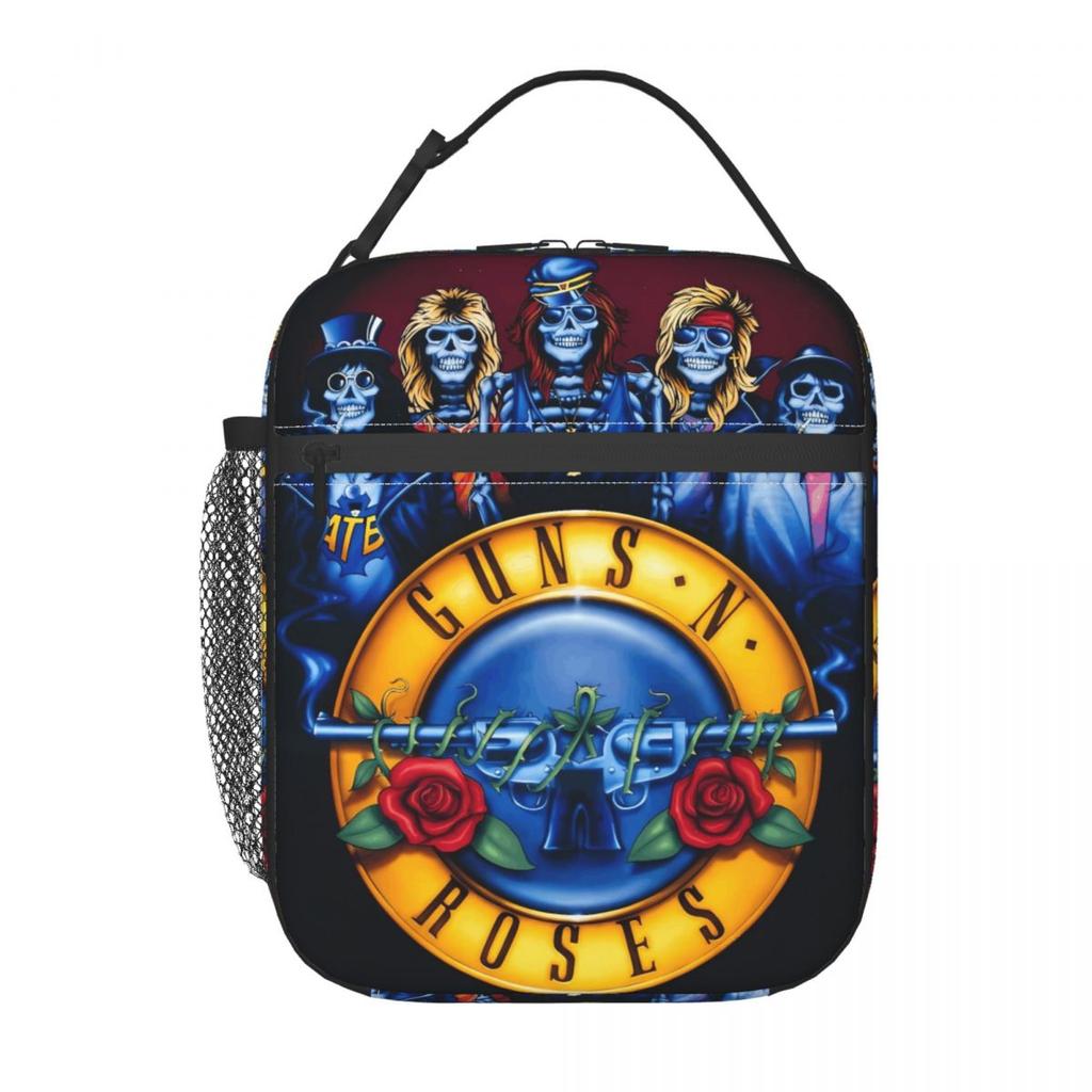 Guns N Roses Band Lunch Bag Retro Lunch Box School Portable Thermal Lunch Bags Graphic Cooler Bag