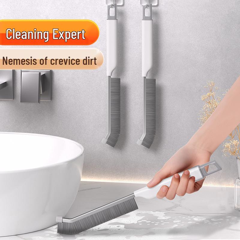 Long-Handled Crevice and Scraper Brush for Cleaning Tile Corners and Floor Gaps