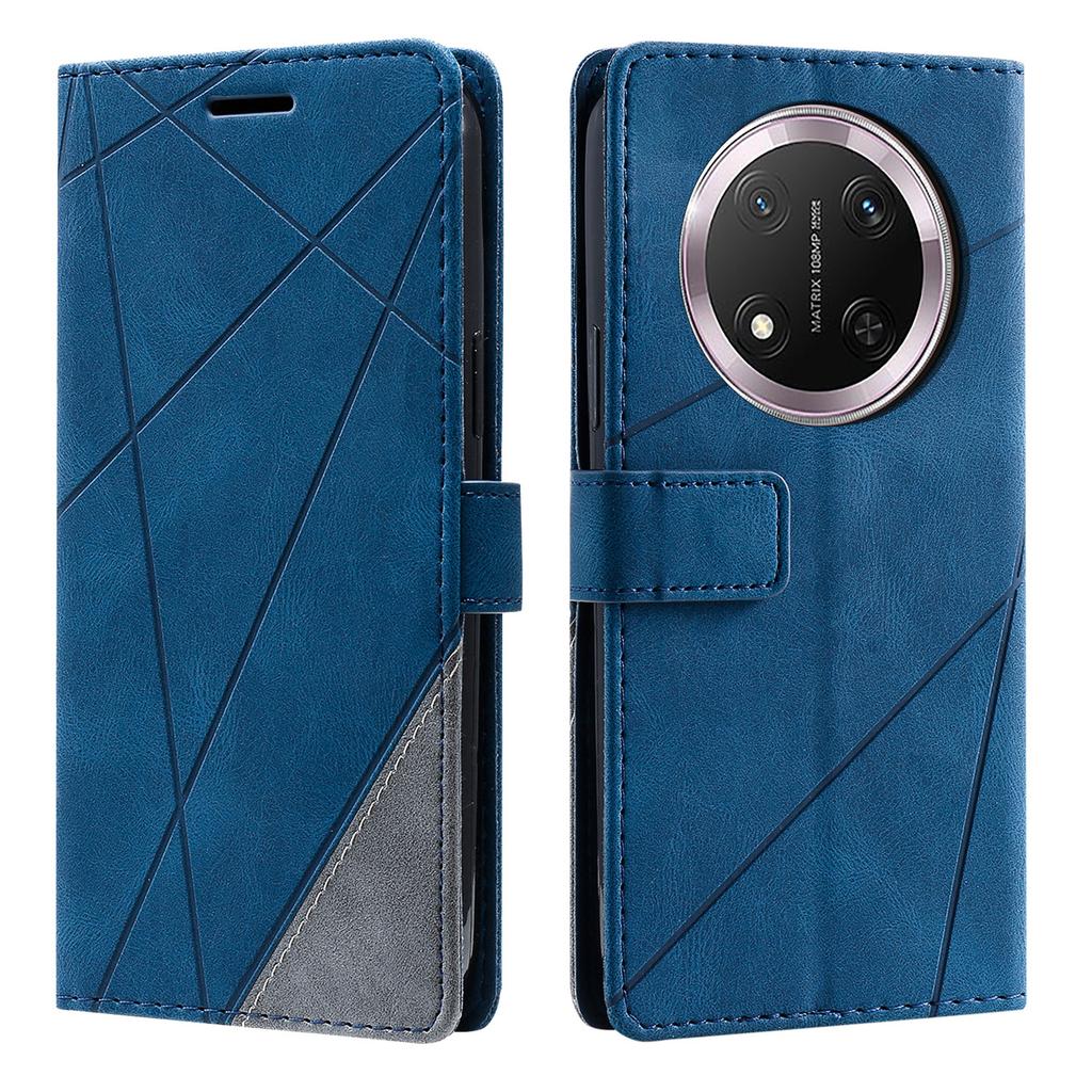 Leather Case for Honor X9c 5G/Magic7 Lite 5G/X60 Pro 5G Imprinted Lines Splicing Wallet Phone Cover