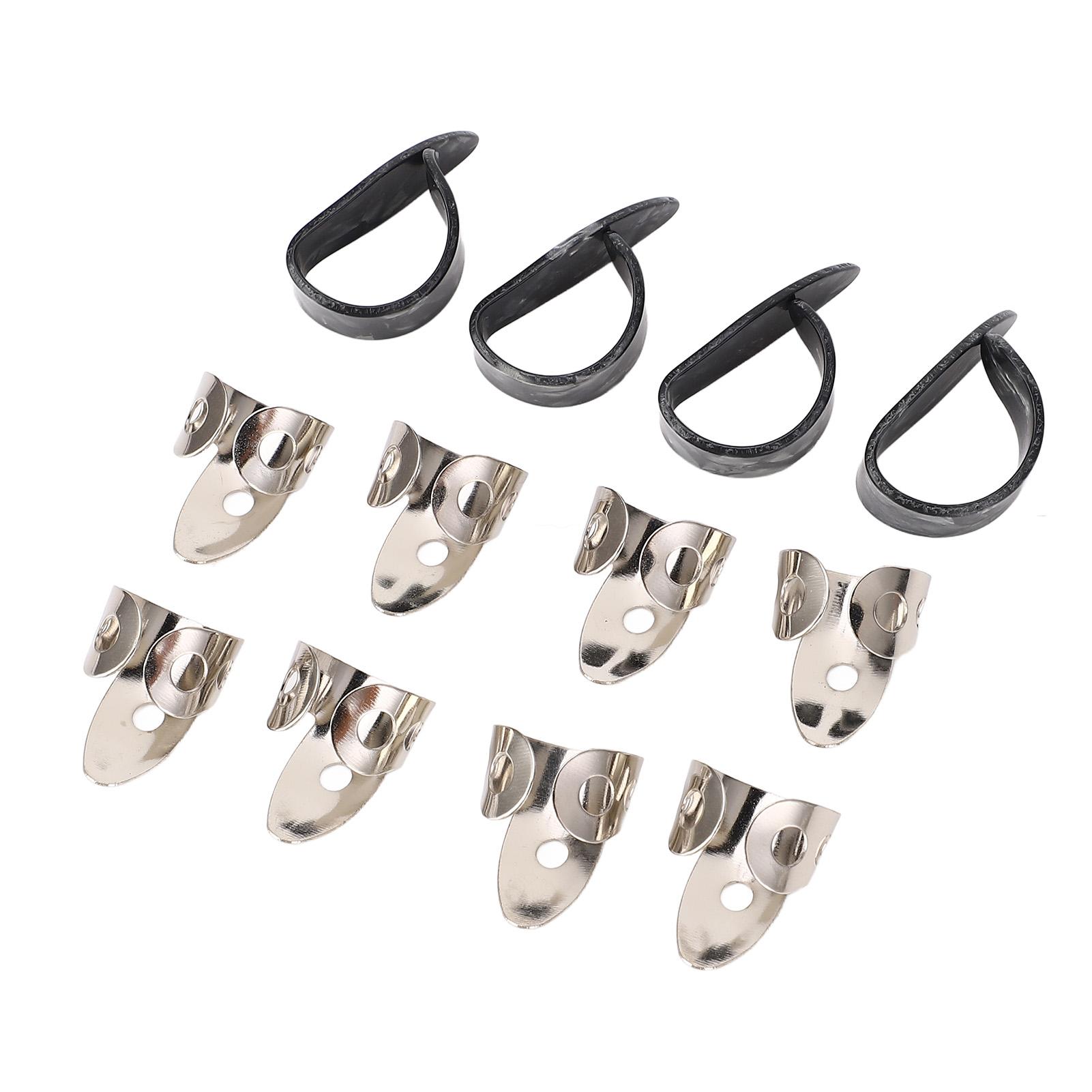 

Набор наперстков для пальцев и большого пальца Регулируемые аксессуары для гитары и бас-гитары 8 шт. Нержавеющая сталь для наперстков