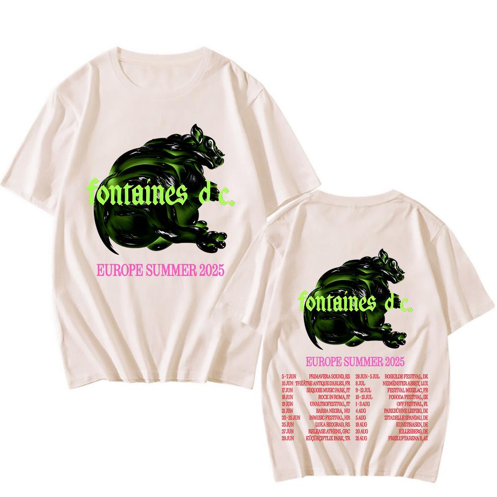 Fontaines DC Europe Summer Tour 2025 T-shirts Pop Short Sleeve Cotton Tshirts Fashion Tops Unisex Oversized Trend Tees