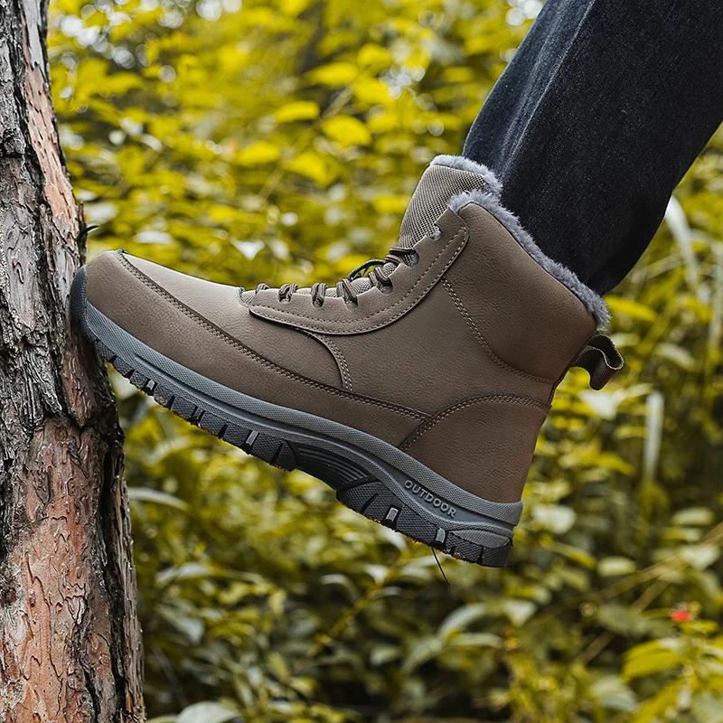 Men Boots 2024 New Winter Slippers Warm Men Shoes Waterproof Non-Slip Plush Sneakers Male Tenis Shoes Boots Men Sneakers Winter