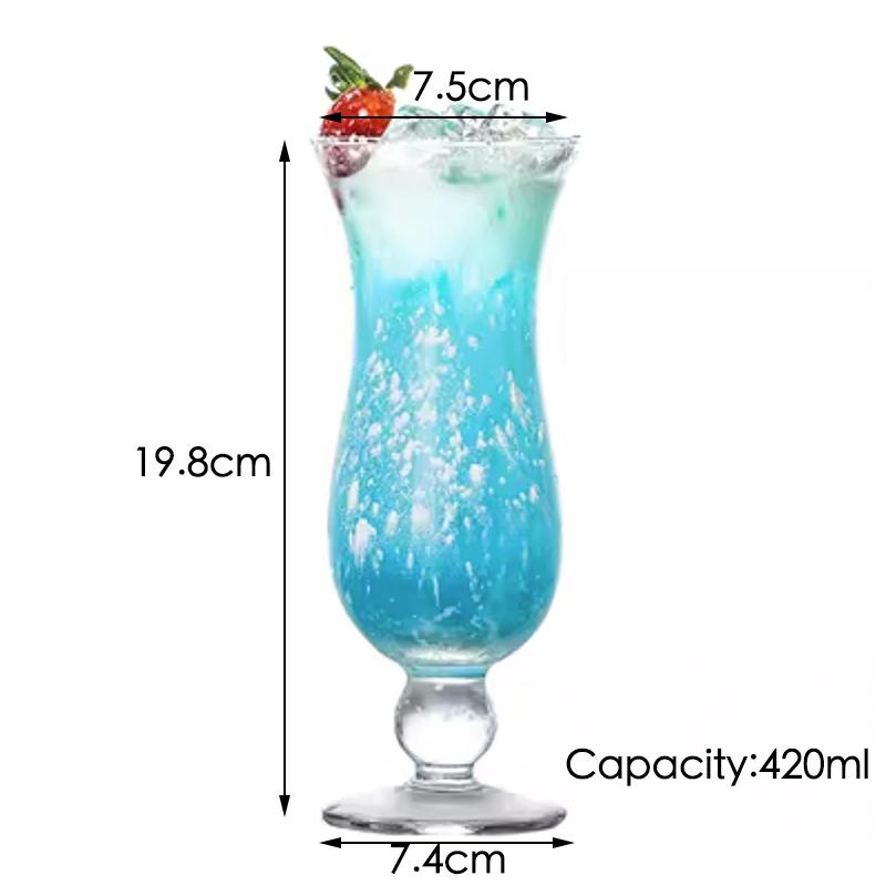 Hurricane Glasses, Set of 4 Pina Colada Glasses, 420ml Cocktails Glasses Set of 4