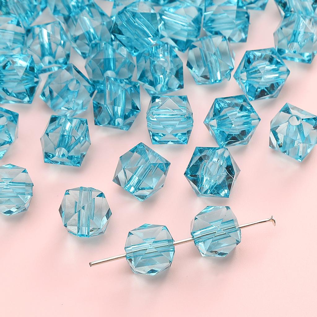 Handmade Beads Diamond-shaped Faceted Beads Acrylic Transparent Irregular Faceted Round Beads Beads DIY Bracelet Cell Phone Chain Jewelry Loose Beads